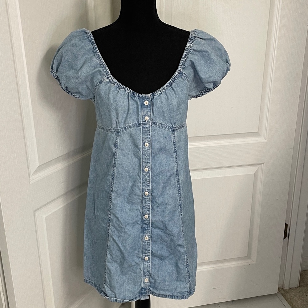 Madewell Margie dress light blue denim chambray baby doll US 8 vacation beach - Picture 3 of 8